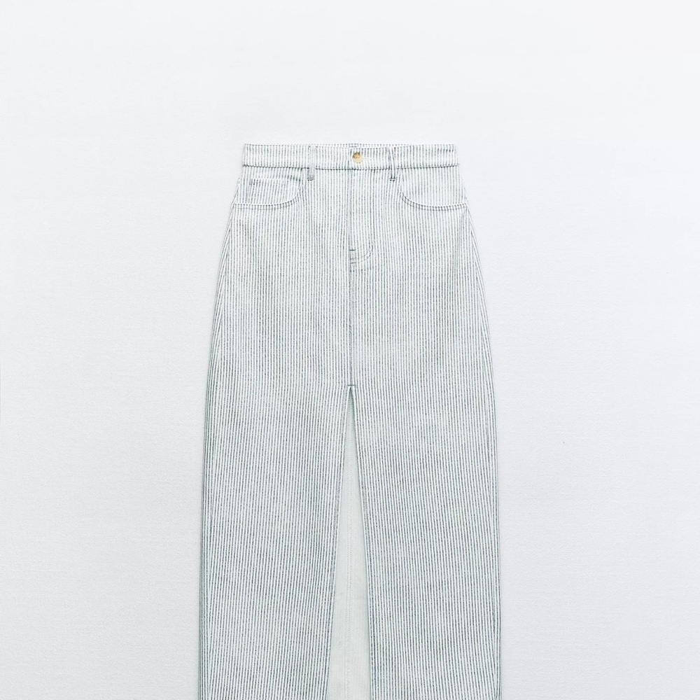 Zara White and Blue High Rise Skirt